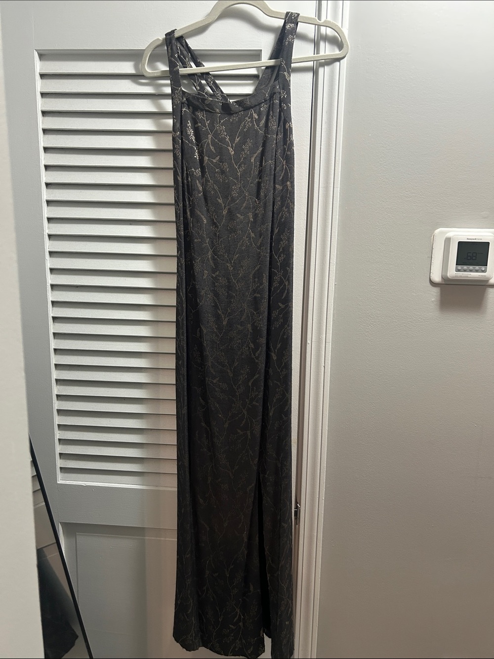 CDC Black Maxi Dress with Metallic Vine Detail
